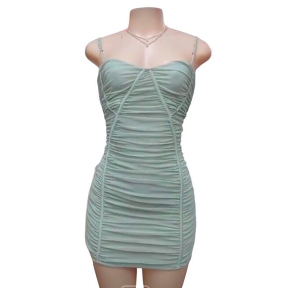 BLASHE Los Angeles: womens mini dress sage Large NWT Coquette dollette Kawaii - Picture 1 of 8